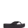 Ada, black leather flip-flops