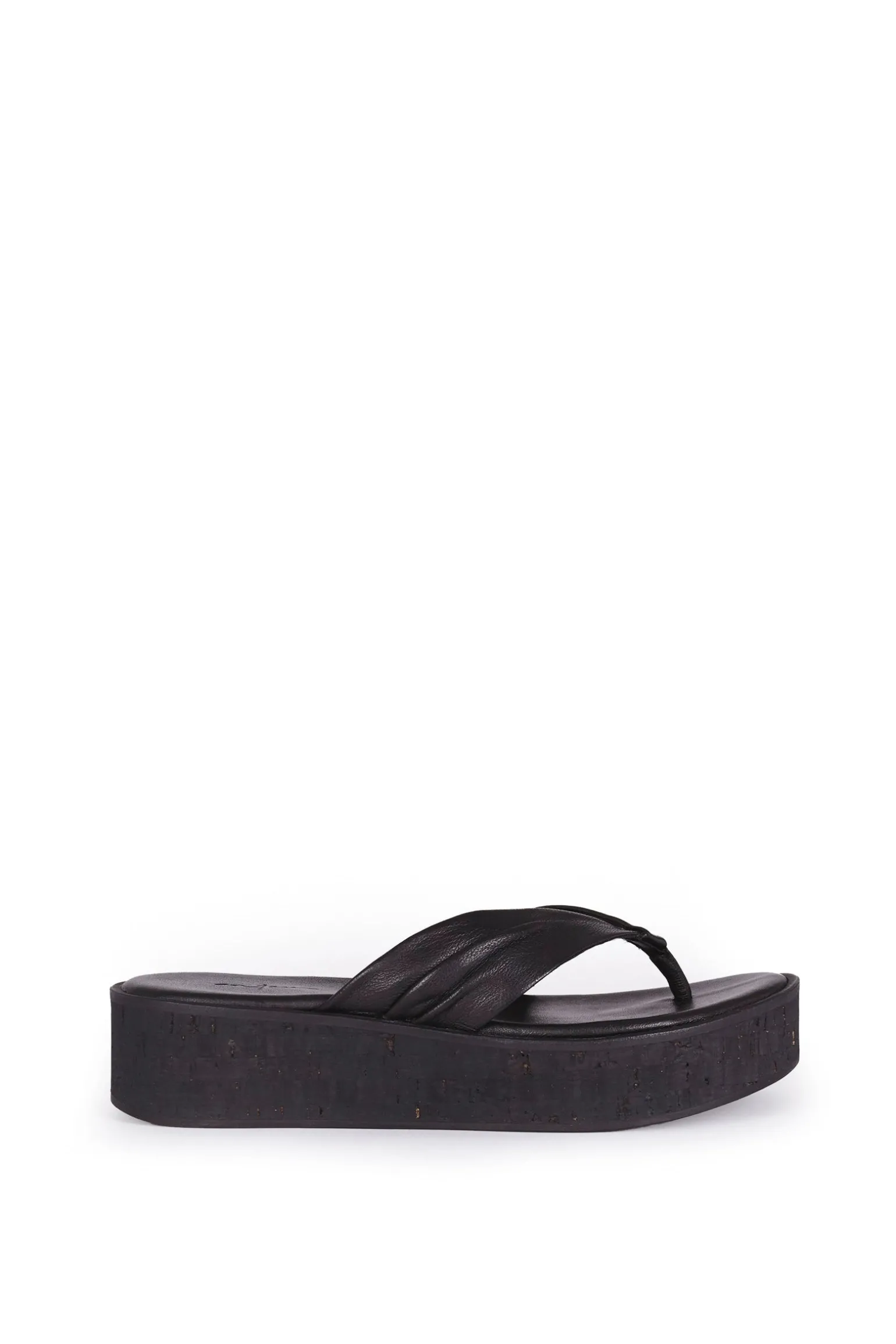 Ada, black leather flip-flops