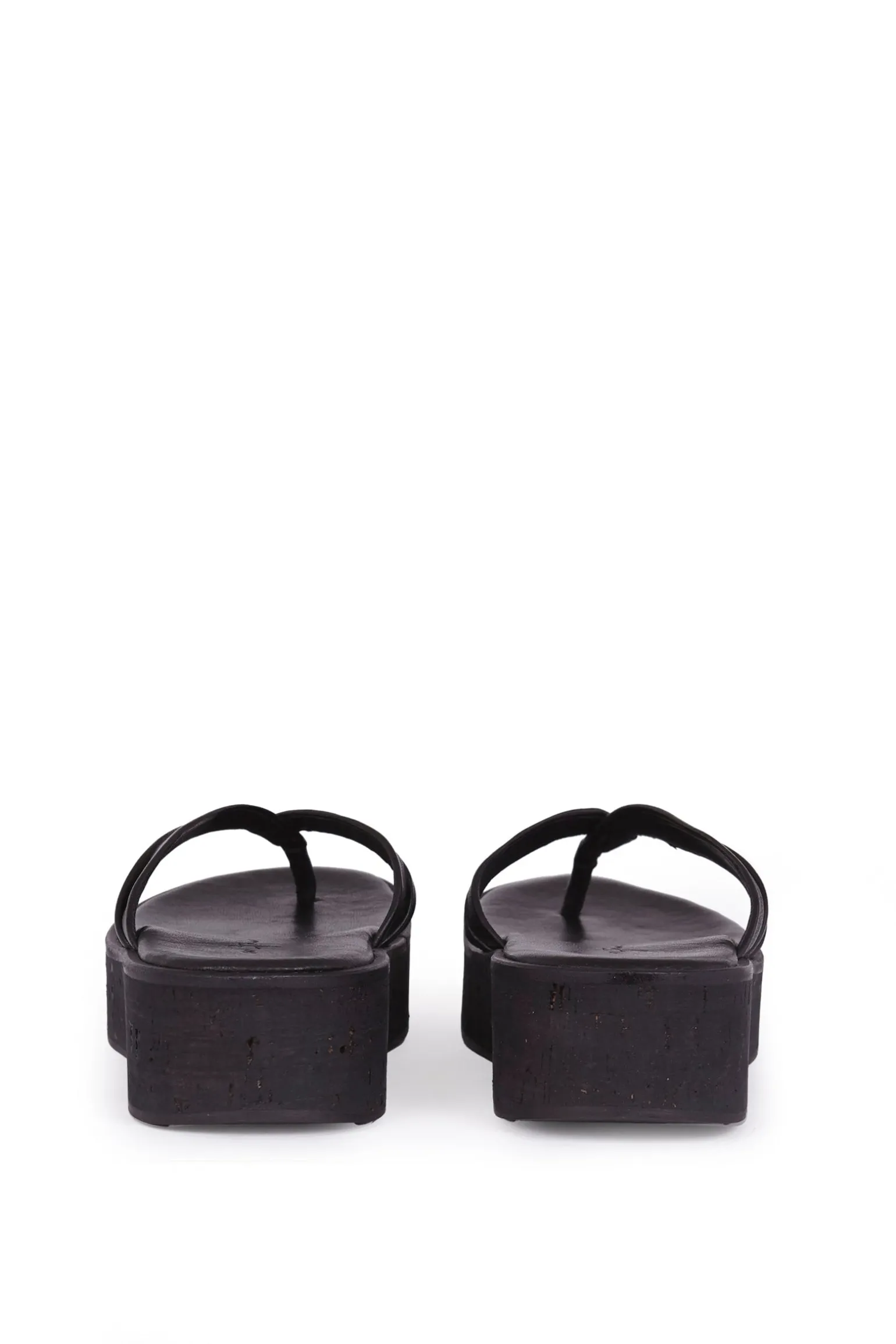 Ada, black leather flip-flops