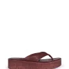 Ada, burgundy leather flip-flops