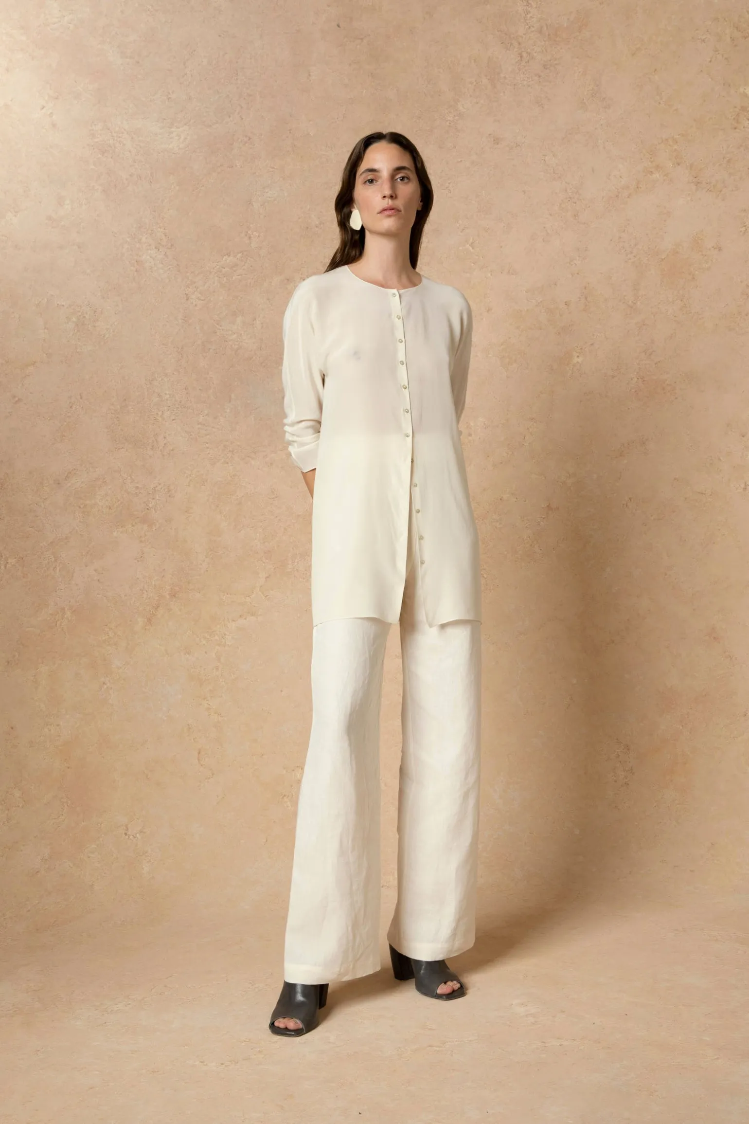Agnes, ivory silk shirt