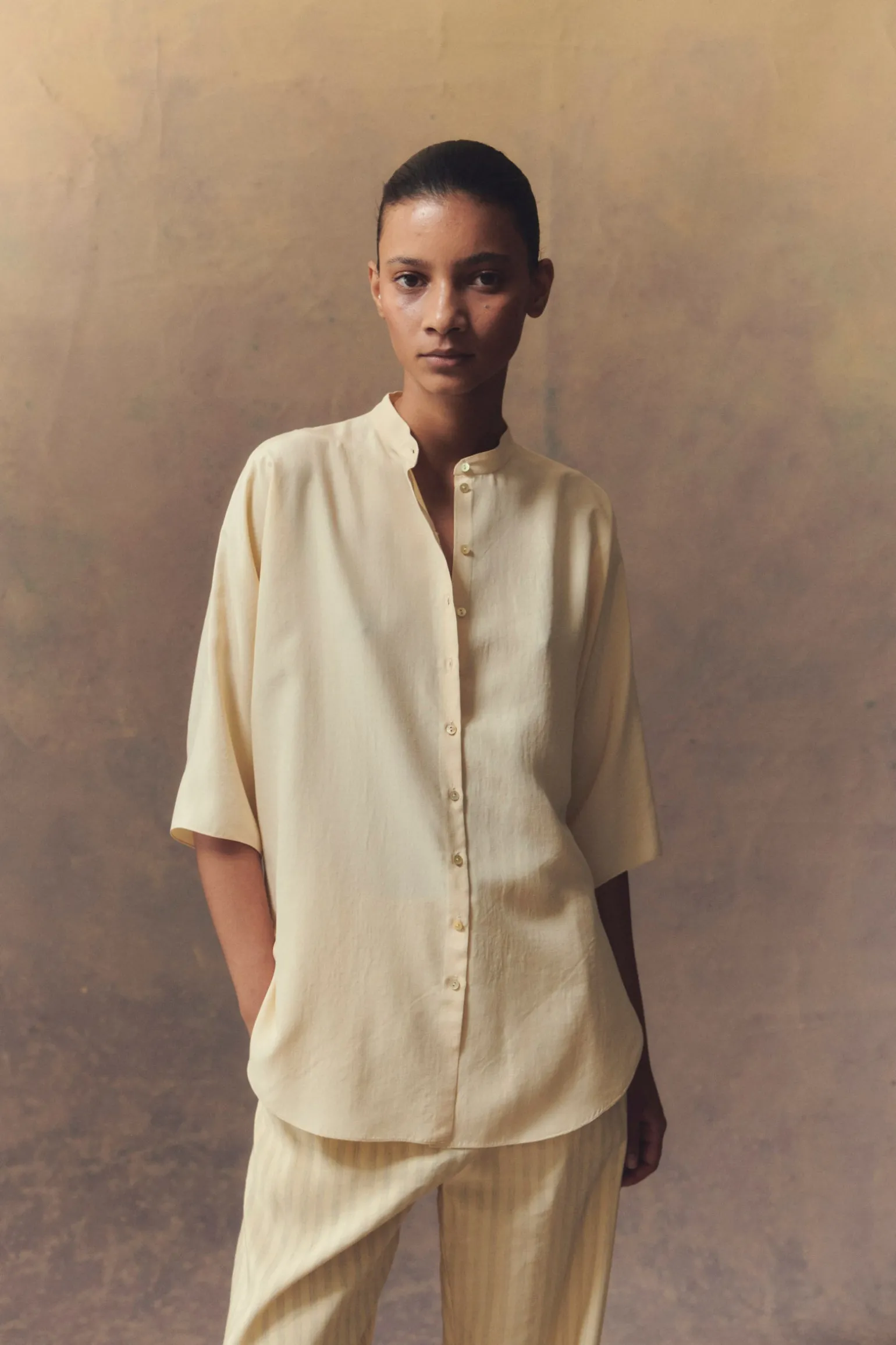 Alba, vanilla silk shirt