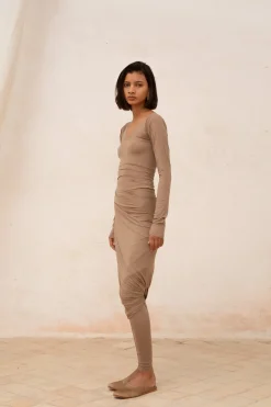 Alice, cocoa stretch cupro skirt