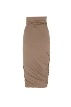 Alice, cocoa stretch cupro skirt