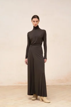 Alice, graphite stretch cupro dress