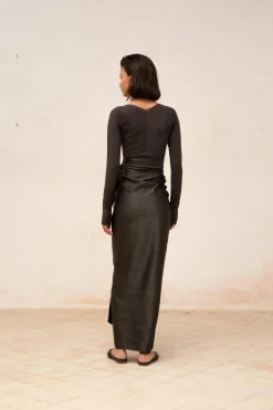 Alice, graphite stretch cupro top