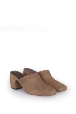 Alice, mule in brown brushed suede