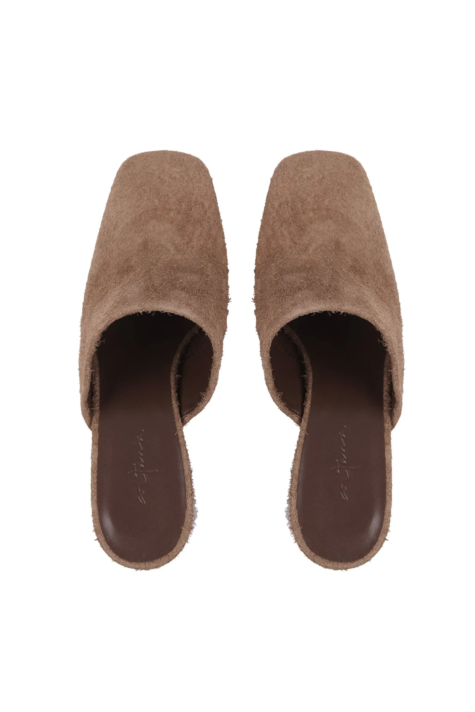 Alice, mule in brown brushed suede
