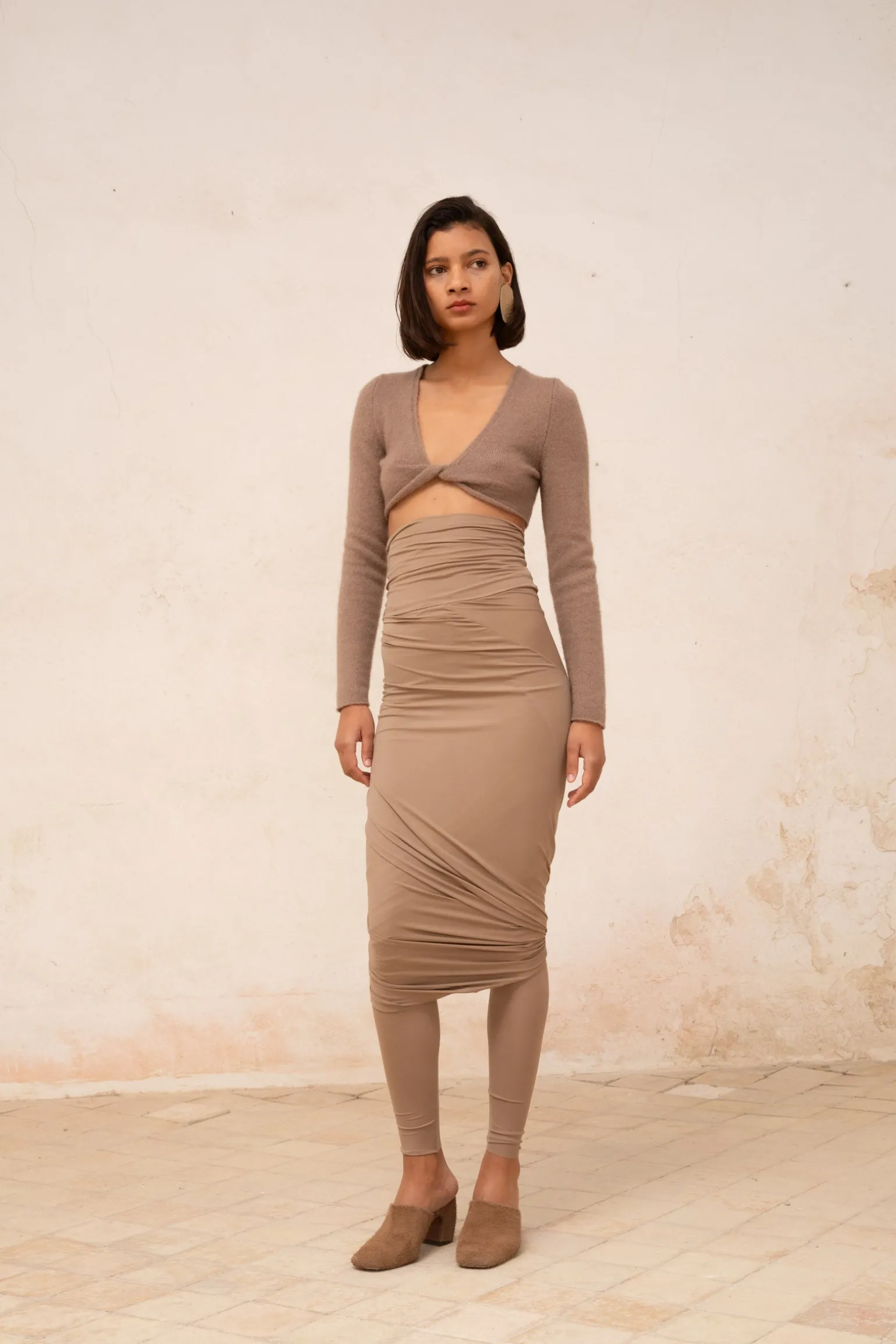 Alice, mule in brown brushed suede