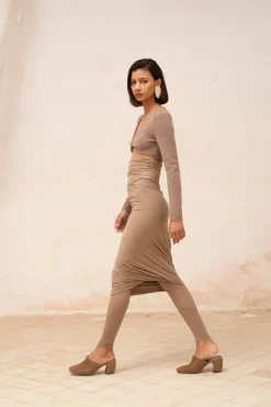 Alice, mule in brown brushed suede
