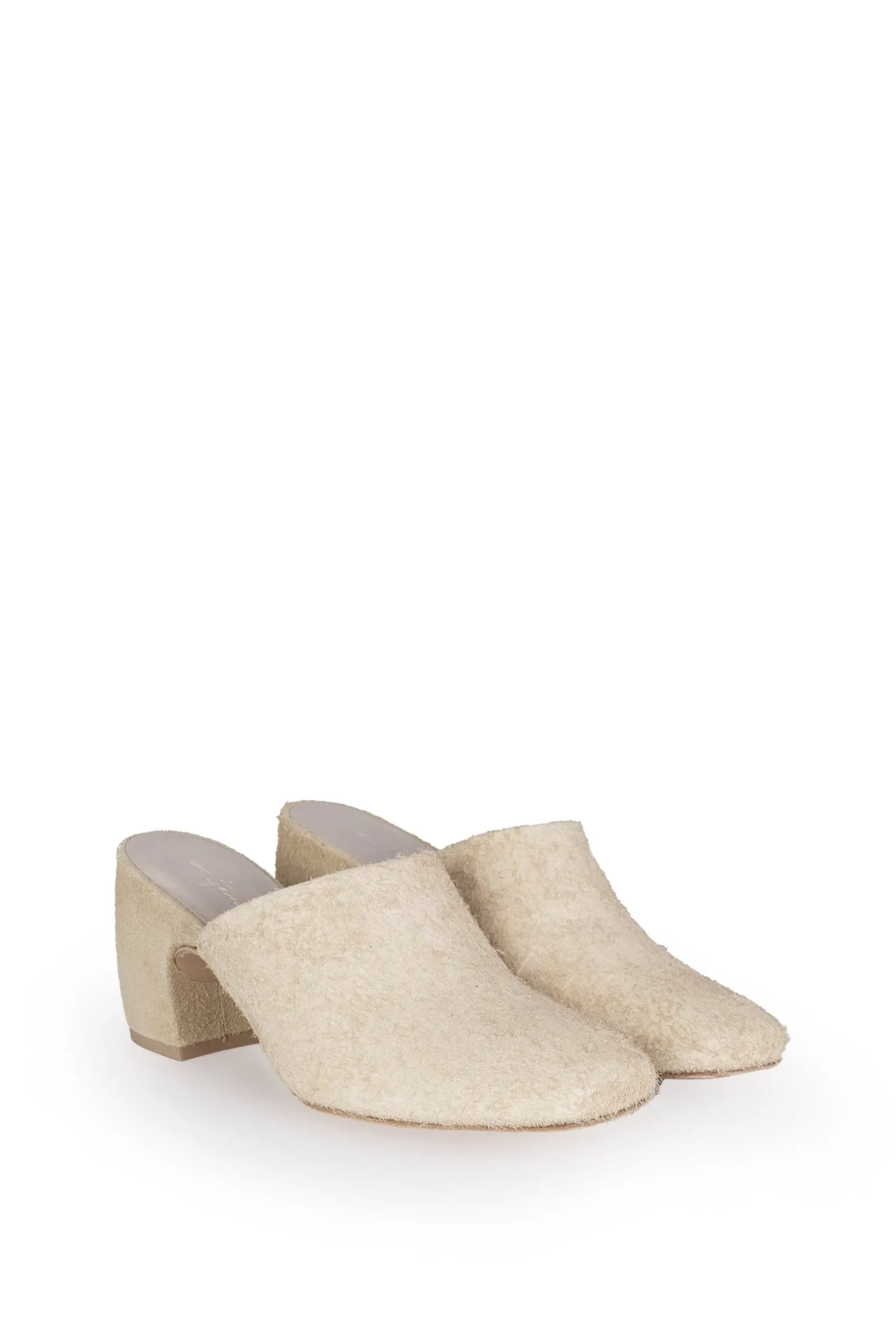 Alice, mule in ecru brushed suede