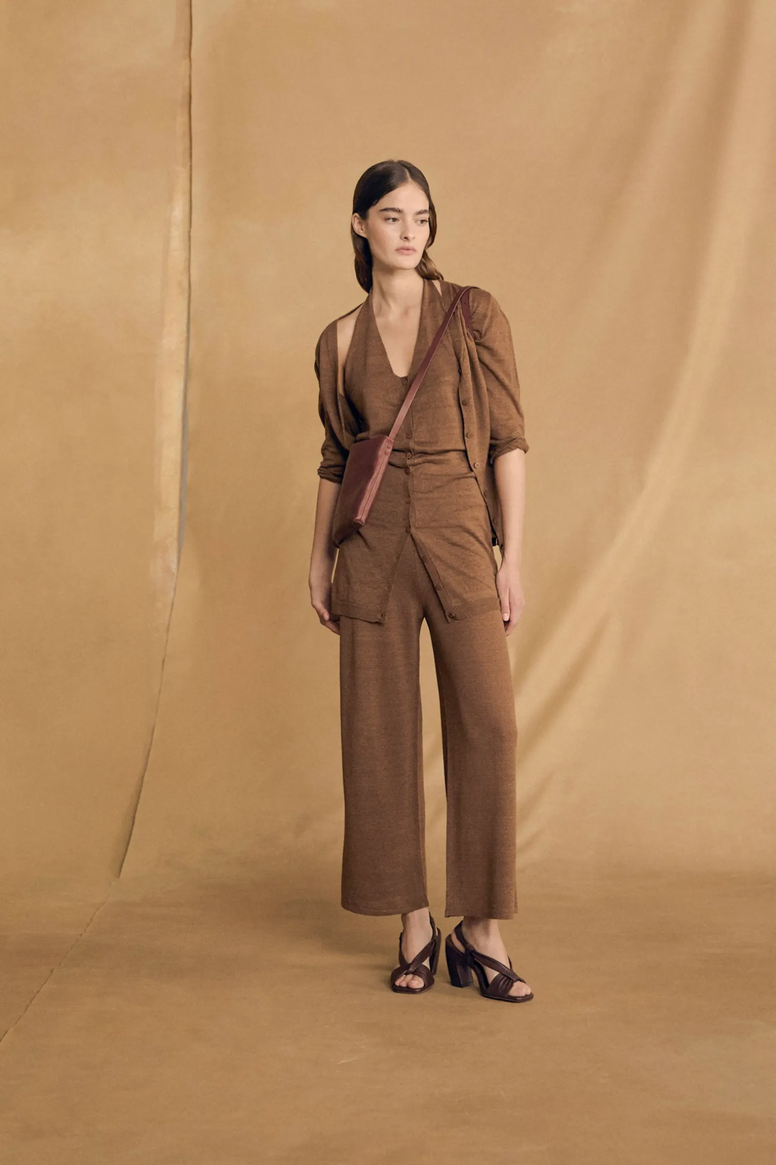 Alon, cinnamon linen and silk cardigan