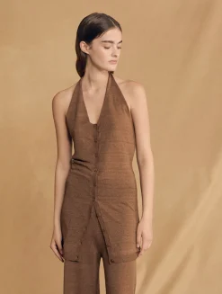 Alon, cinnamon linen and silk top