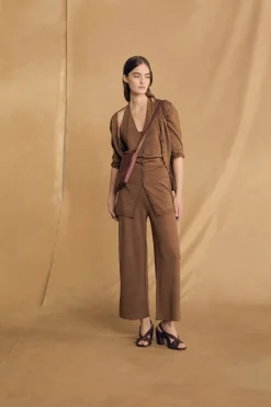 Alon, cinnamon linen and silk pants