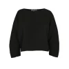 Amelia, loose top in black linen and silk