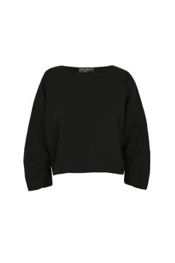 Amelia, loose top in black linen and silk