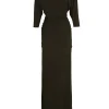 Anghela, dark green draped dress