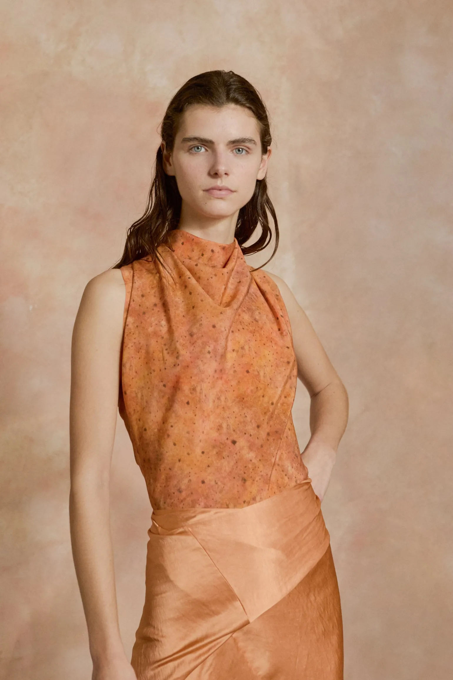 Anja, sora print silk top