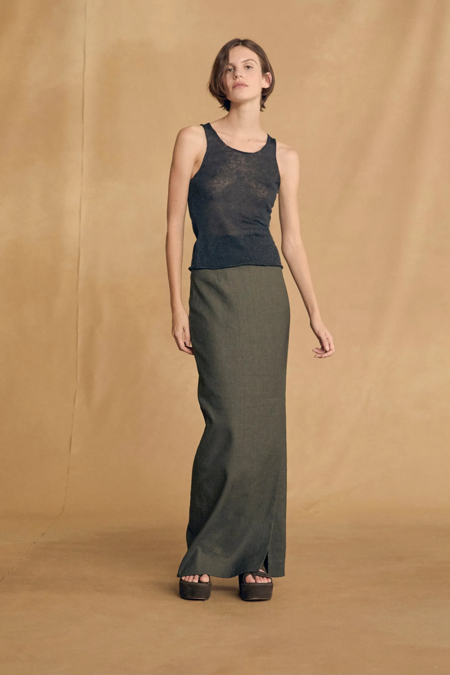 Antico, graphite hemp knit top