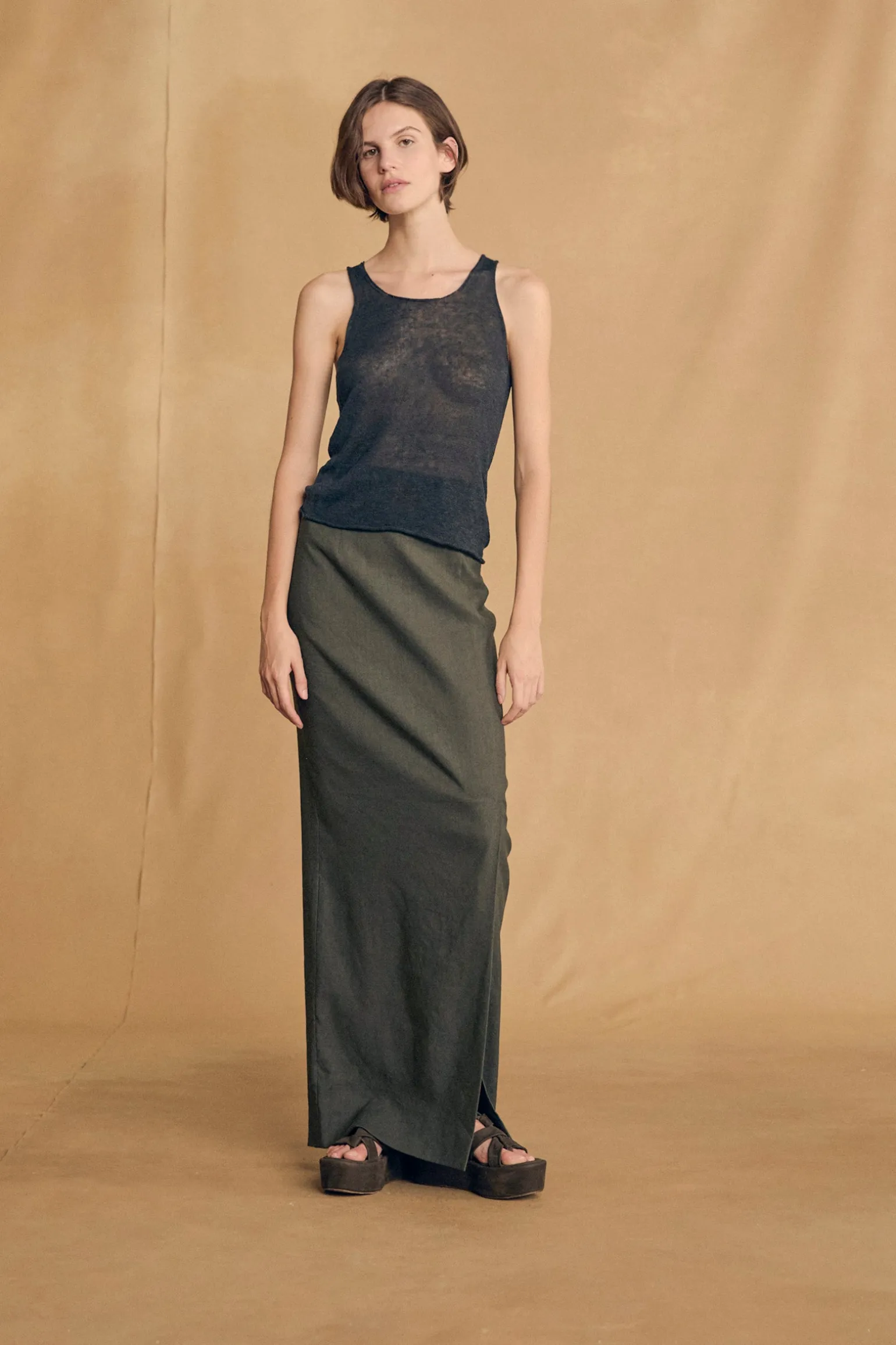 Antico, graphite hemp knit top