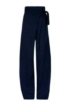 Arco, deep blue linen and cupro pants