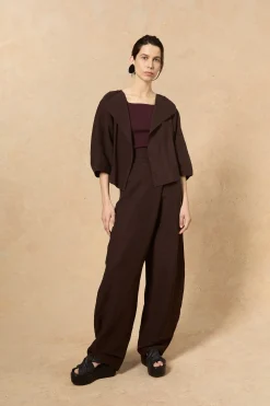 Arco, jacket in burgundy linen and cupro