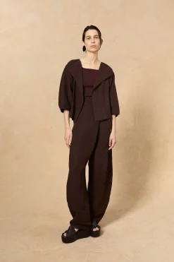 Arco, jacket in burgundy linen and cupro