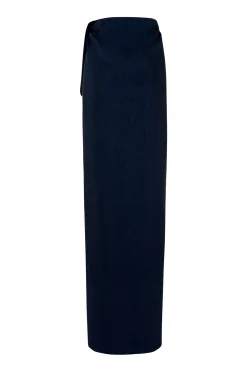 Arco, skirt in deep blue linen and cupro