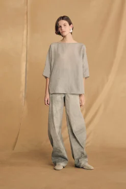 Arena, sky blue ramie top