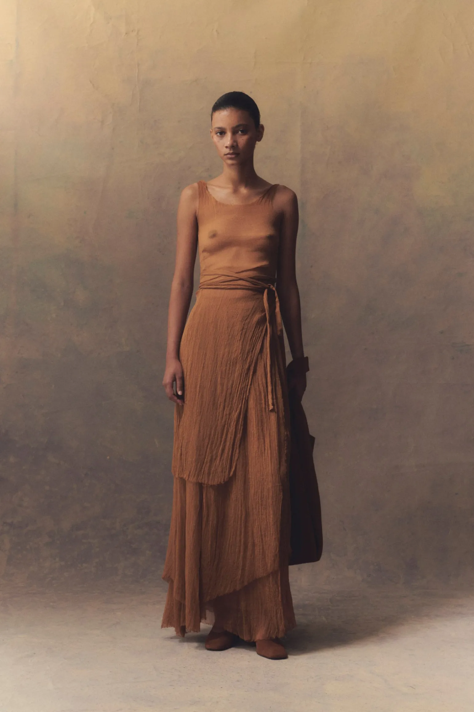 Aura, bronze silk bambula tank top