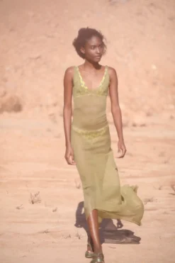 Aura, pistachio silk bambula camisole dress