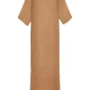 Aurora, long dress in bronze silk bambula