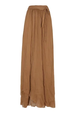 Aurora, long skirt in bronze silk bambula