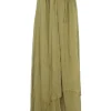 Aurora, long skirt in pistachio silk bambula