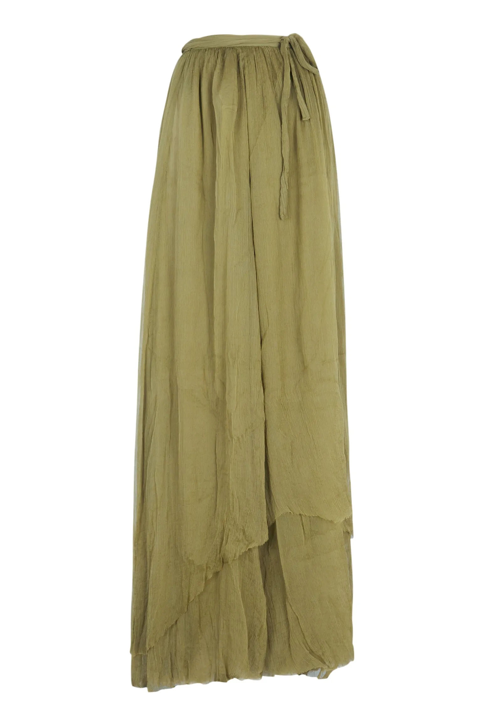 Aurora, long skirt in pistachio silk bambula