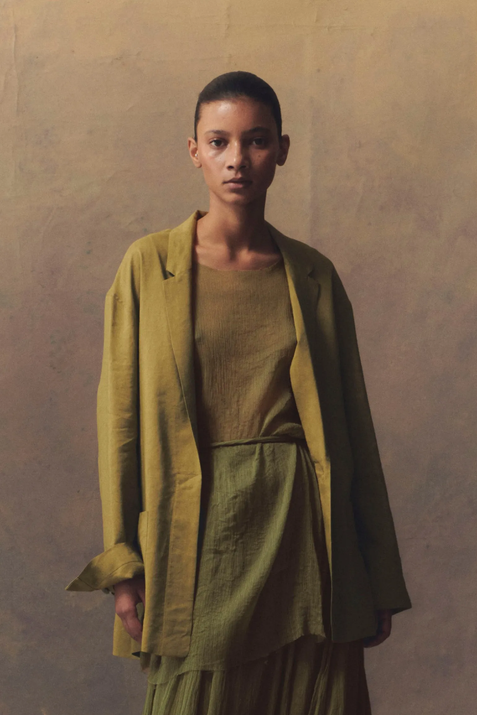 Aurora, pistachio silk top