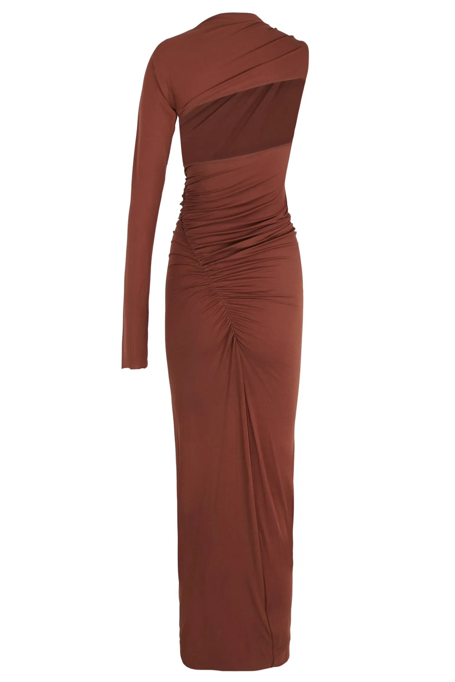 Babar, asymmetrical dress in garnet stretch cupro