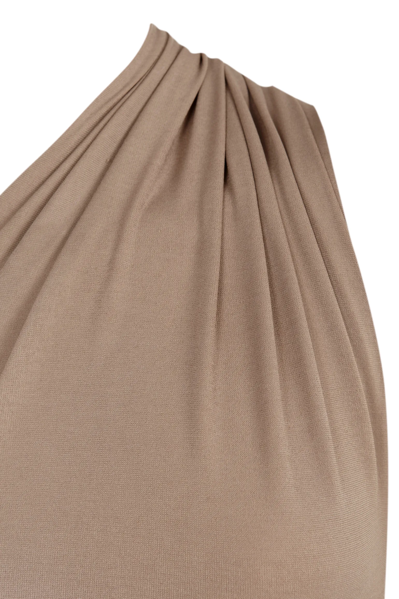 Babar, asymmetrical top in cocoa stretch cupro