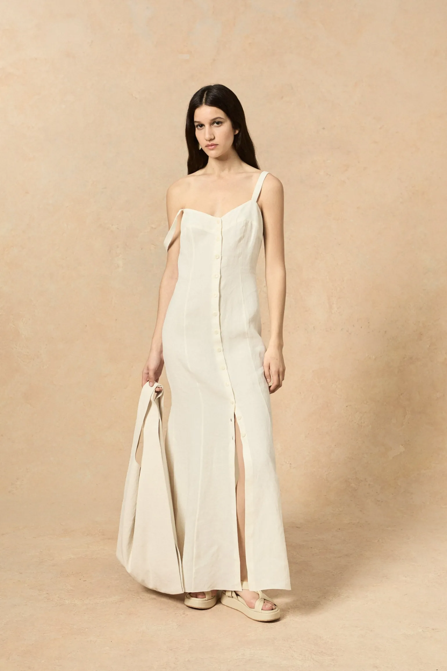 Bambina, ivory linen dress