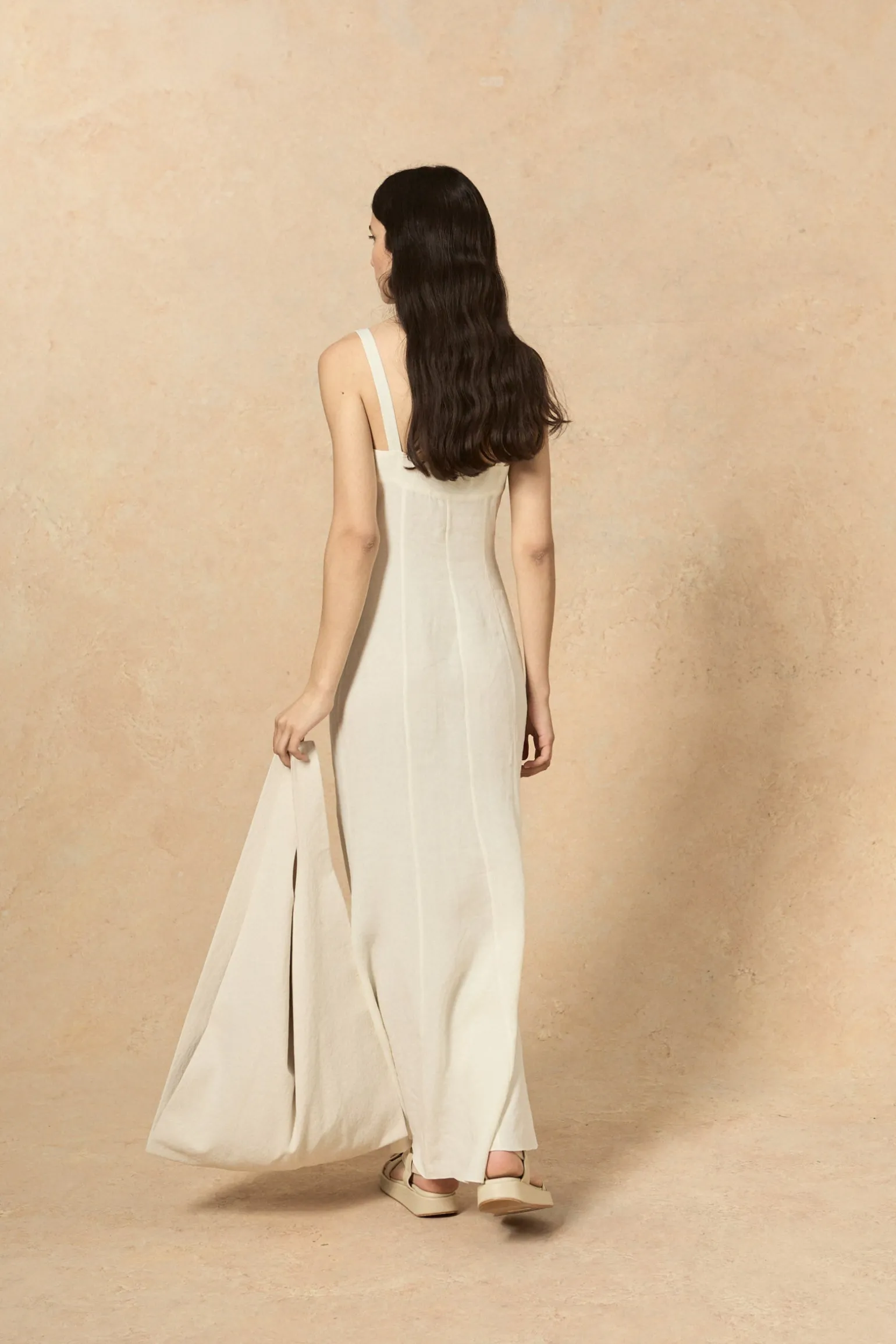Bambina, ivory linen dress