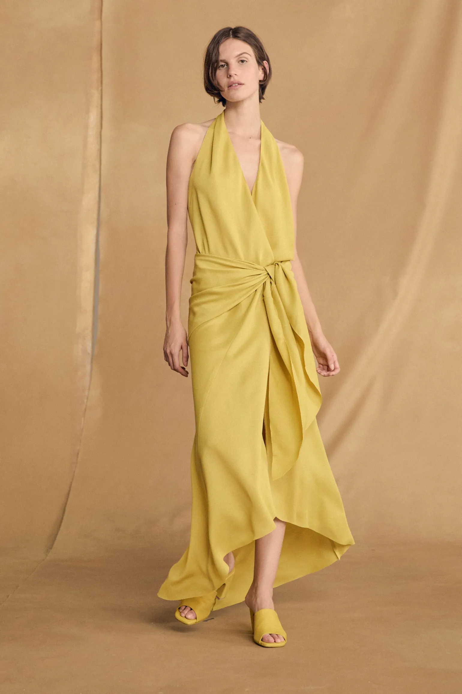 Banane, yellow halter dress