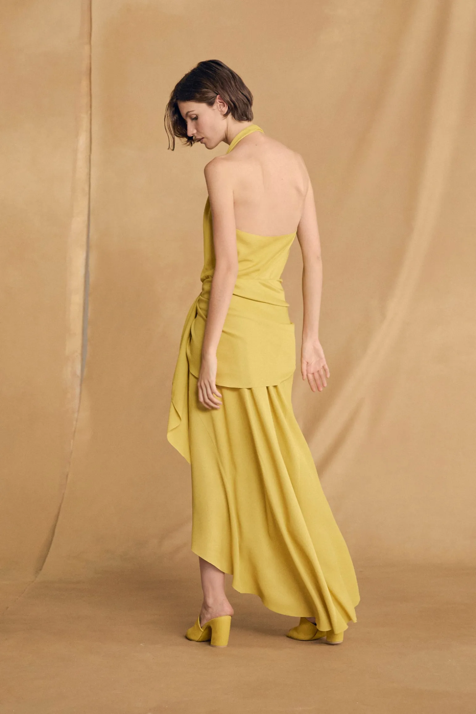 Banane, yellow halter dress