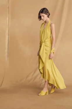 Banane, yellow halter dress