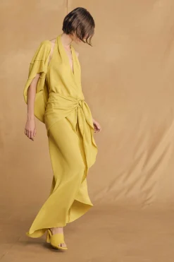 Banane, yellow halter dress