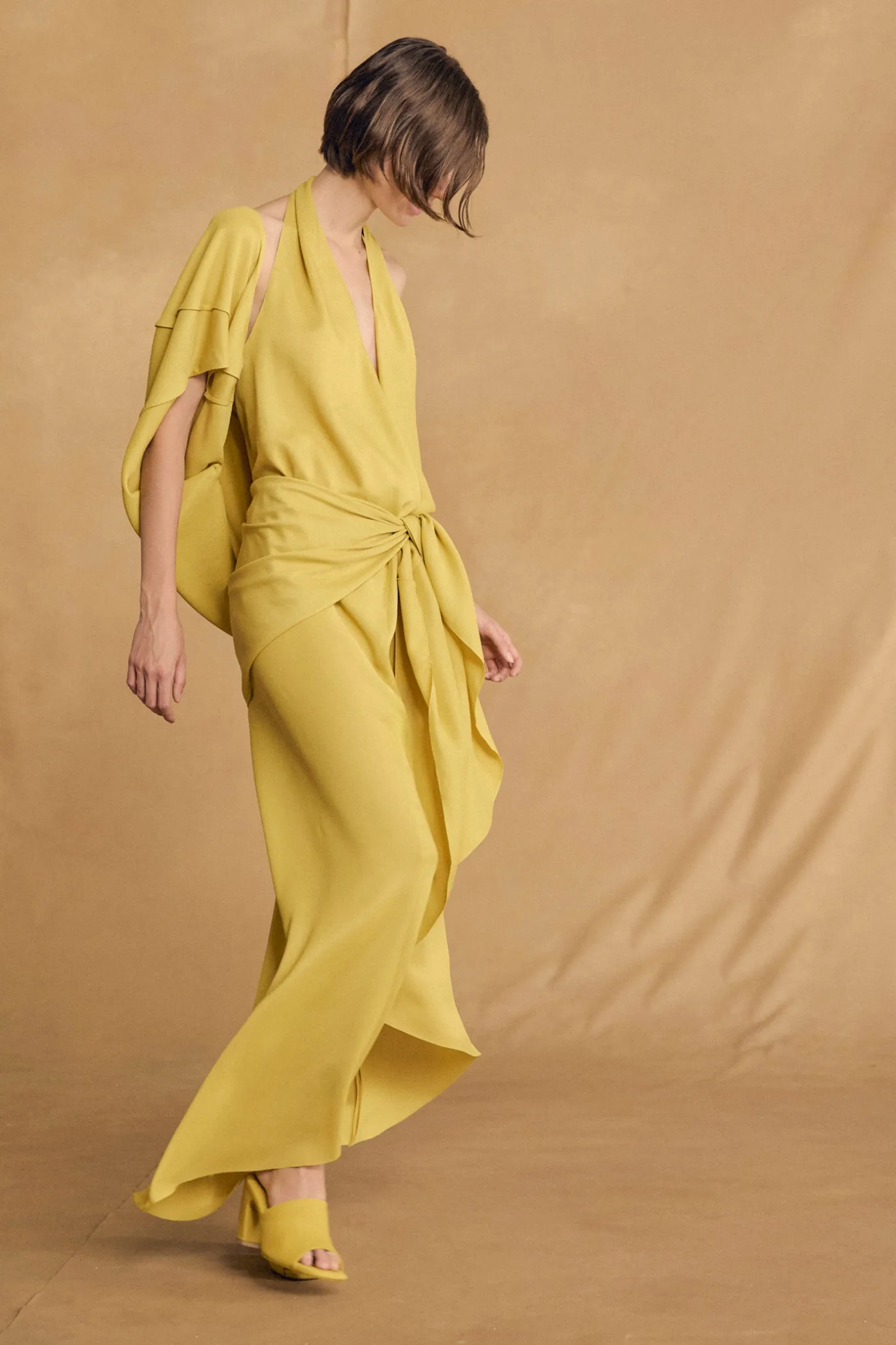 Banane, yellow halter dress