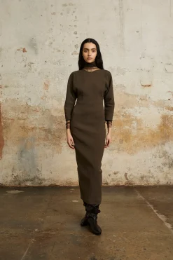 Bawa, brown fitted dress