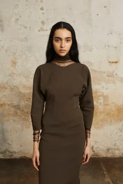 Bawa, brown fitted dress