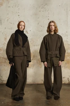 Bawa, brown jacket with belt