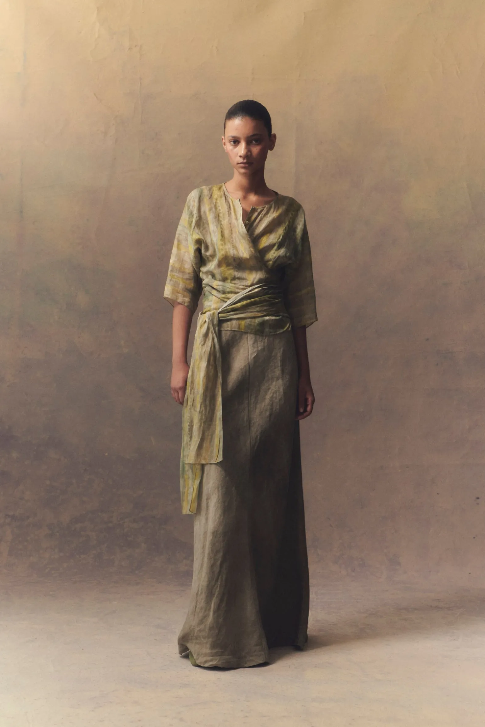 Bimba, long skirt in grey maltinto linen