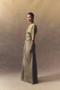 Bimba, long skirt in grey maltinto linen
